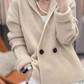 Casual Buckle Plain Stand Collar Cardigan