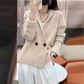 Casual Buckle Plain Stand Collar Cardigan