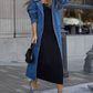 Plain Lapel Collar Denim Coat