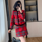 Plaid Crew Neck Two Piece Skirt Set