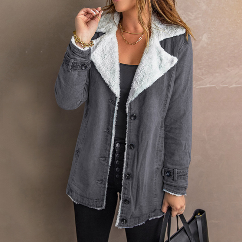 Turn Down Collar Long Sleeve Coat