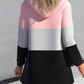 Contrast Color Pink Hooded Long Sleeve Jacket