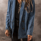 Denim Lapel Long Sleeve Coat