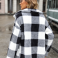 Pocket Plaid Turn Down Collar Coat