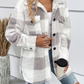 Button Plaid Turn Down Collar Coat