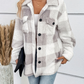 Button Plaid Turn Down Collar Coat