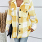 Button Plaid Turn Down Collar Coat