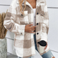 Button Plaid Turn Down Collar Coat