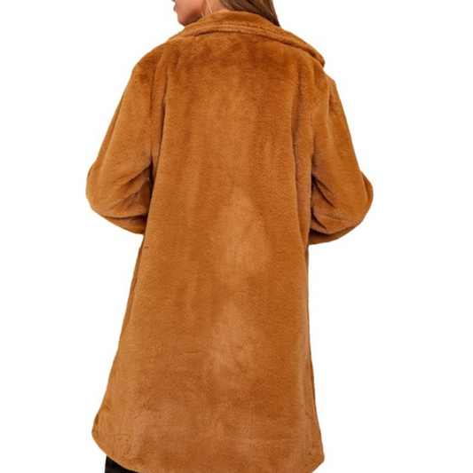 Chocolate Long Sleeve Fluffy Coat