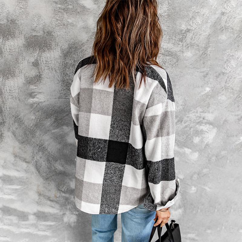 Plaid Print Long Sleeve Jacket