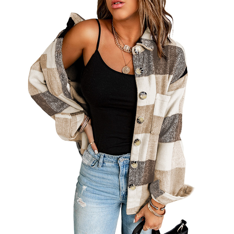 Plaid Print Long Sleeve Jacket