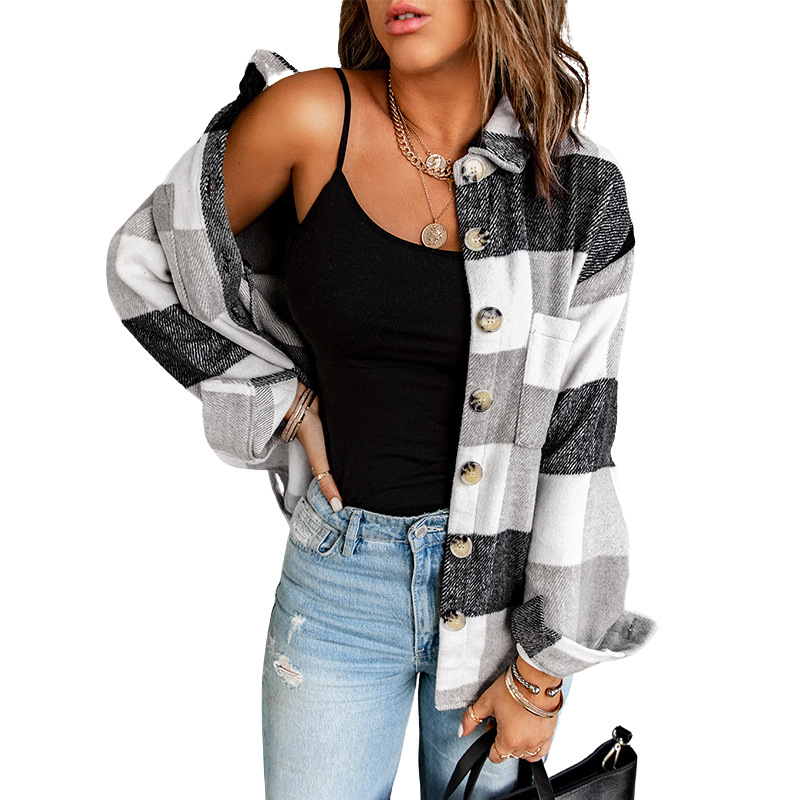 Plaid Print Long Sleeve Jacket