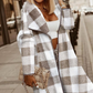 Plaid Pattern Stylish Longline Coat