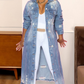 Button Front Longline Denim Coat