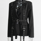 Studded Decorative Belt Waist Blazer Coat