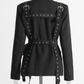 Studded Decorative Belt Waist Blazer Coat