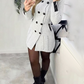 Contrast Paneled Pocket Design Buttoned Coat