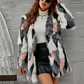 Fuzzy Long Sleeve Color Block Coat