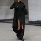 Mock Neck Wrap Ruched Long Sleeve Slit Maxi Dress