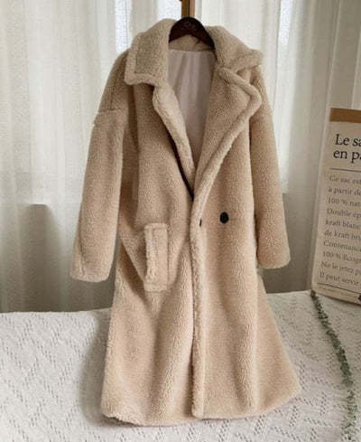 Faux Fur Lapel Long Sleeves Coat