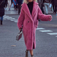 Faux Fur Lapel Long Sleeves Coat