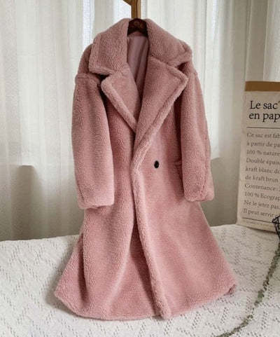 Faux Fur Lapel Long Sleeves Coat