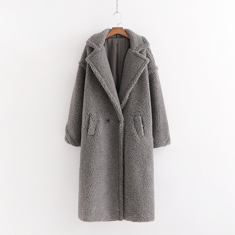 Long Faux Fur Lapel Coat