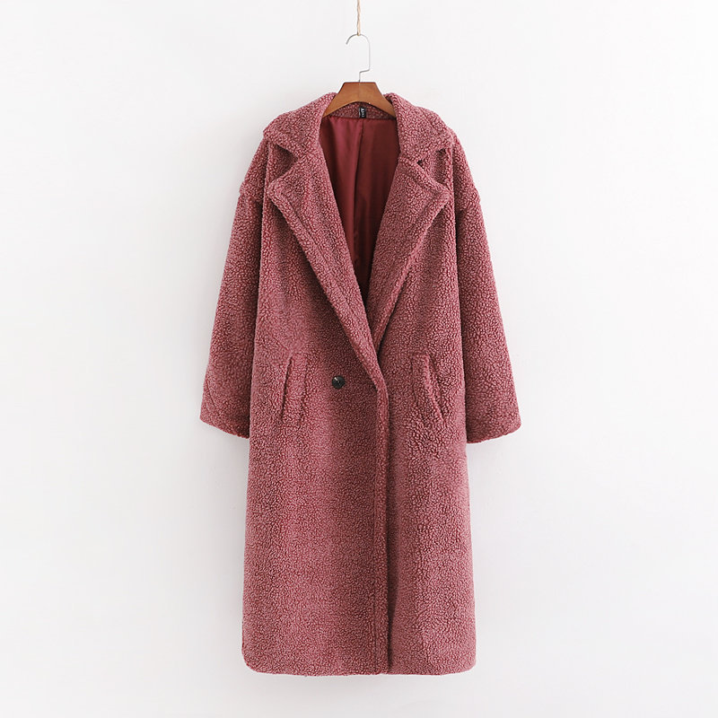 Long Faux Fur Lapel Coat