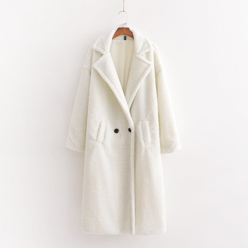 Long Faux Fur Lapel Coat