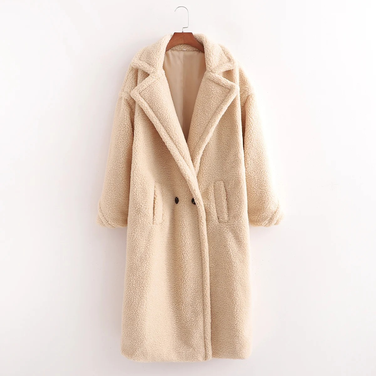 Long Faux Fur Lapel Coat