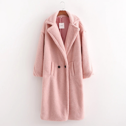 Long Faux Fur Lapel Coat