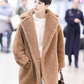 Long Faux Fur Lapel Coat