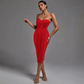 Strapless Sleeveless Tassels Midi Bandage Dress