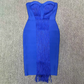 Strapless Sleeveless Tassels Midi Bandage Dress