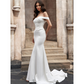 Mermaid Off-the-Shoulder Ruched Sleeveless Court Train Wedding Dress