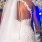 Trumpet Tulle Lace Halter Sleeveless Sweep Train Wedding Dress