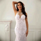Column Lace Scoop Sleeveless Court Train Wedding Dress