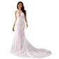 Column Lace Scoop Sleeveless Court Train Wedding Dress