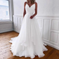 A-Line Ruffles V-neck Sleeveless Court Train Wedding Dress