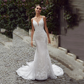 Mermaid Lace Applique V-neck Sleeveless Sweep Train Wedding Dress