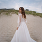 A-Line Tulle Applique V-neck Sleeveless Sweep Train Wedding Dress