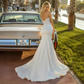 Mermaid Stretch Crepe Applique Spaghetti Straps Sleeveless Court Train Wedding Dress