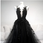 Elegant A-Line Backless Deep V-Neck Ball Gown with Appliques