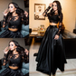 Ball Gown Long Sleeves Bateau Satin Floor-Length Dress