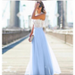 Lace Long Sleeveless Prom Dress Chiffon Floor Length