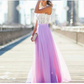 Lace Long Sleeveless Prom Dress Chiffon Floor Length