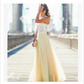 Lace Long Sleeveless Prom Dress Chiffon Floor Length