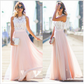 Lace Long Sleeveless Prom Dress Chiffon Floor Length
