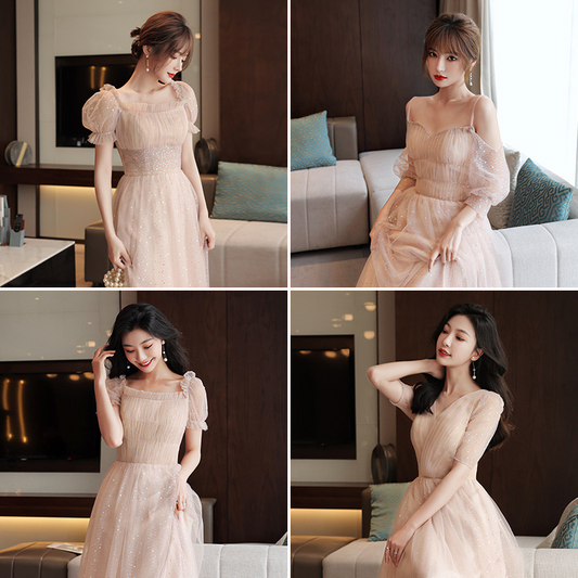 Off-the-shoulder Square V-neck A Line Evening Dress