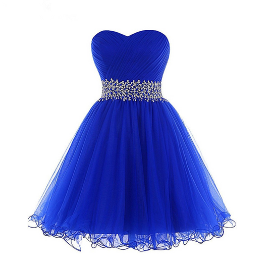 Sweetheart A-line Short Dress With Beaded Waist